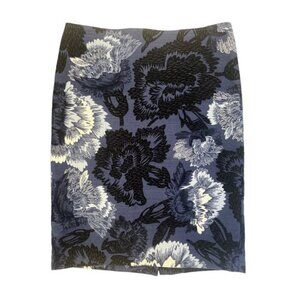 Ann Taylor Factory Womens Blue Floral Straight Skirt Size 00P